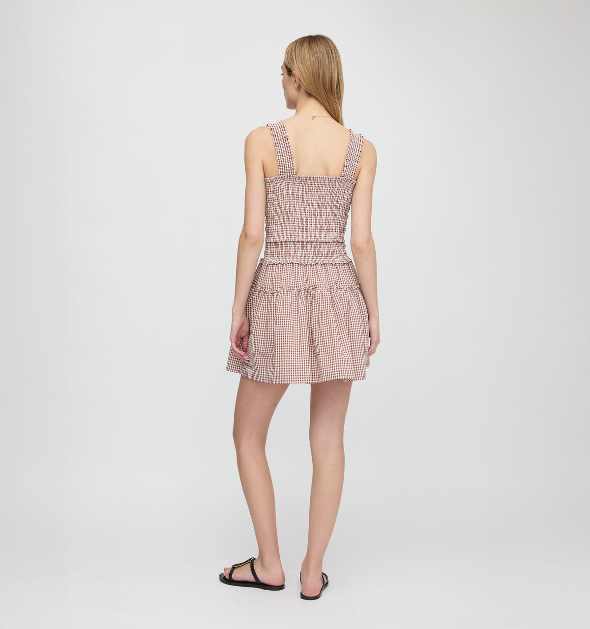The Azalea Mini Nap Dress in Cognac Gingham