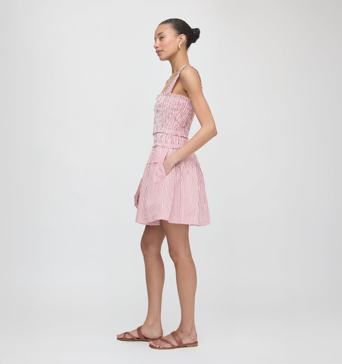 The Azalea Mini Nap Dress in Red Ticking Stripe