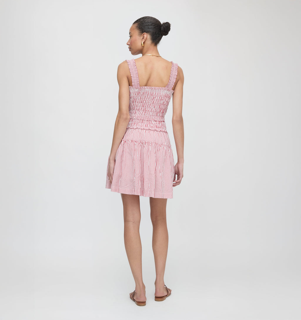 The Azalea Mini Nap Dress in Red Ticking Stripe