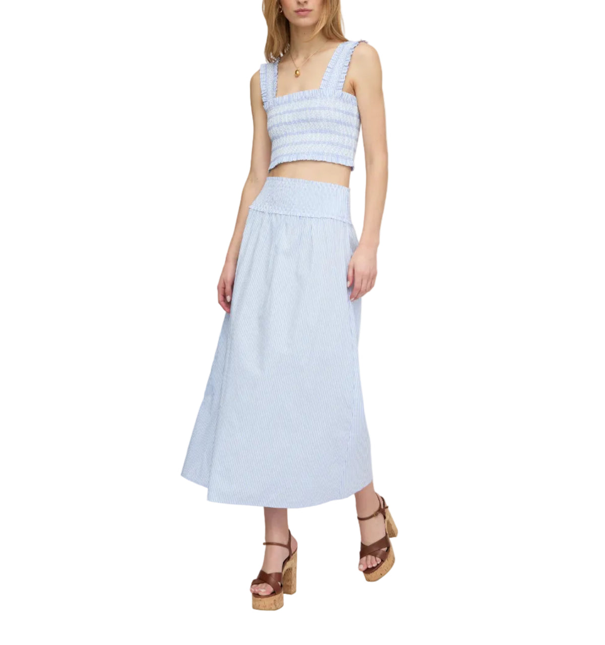 The Delphine Nap Skirt in Blue/White Stripe