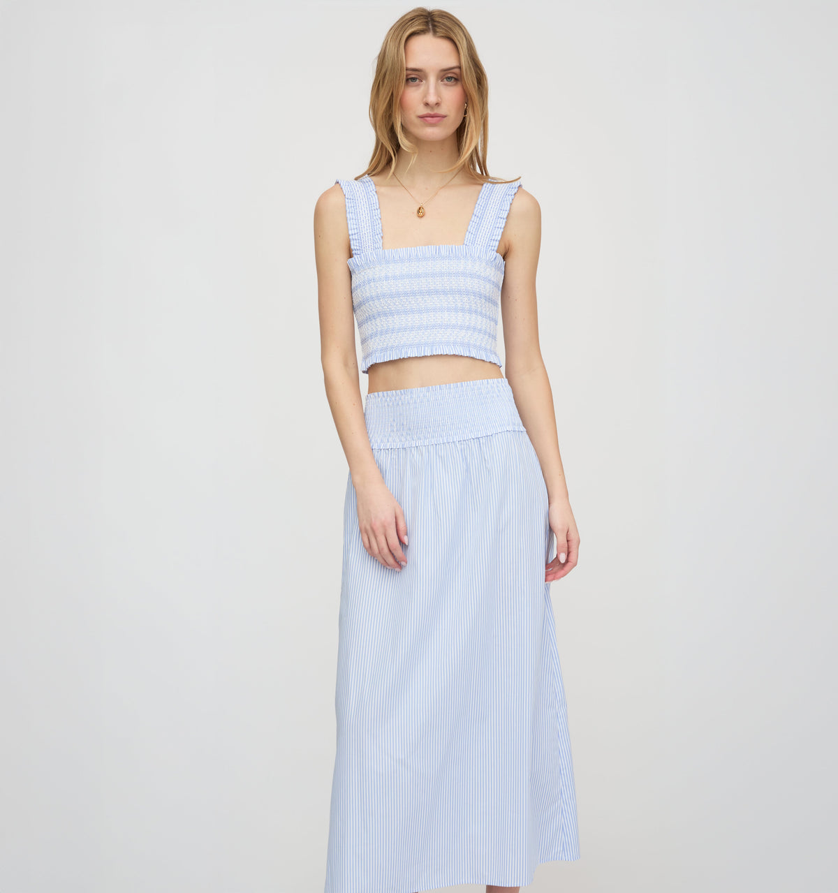 The Delphine Nap Skirt in Blue/White Stripe