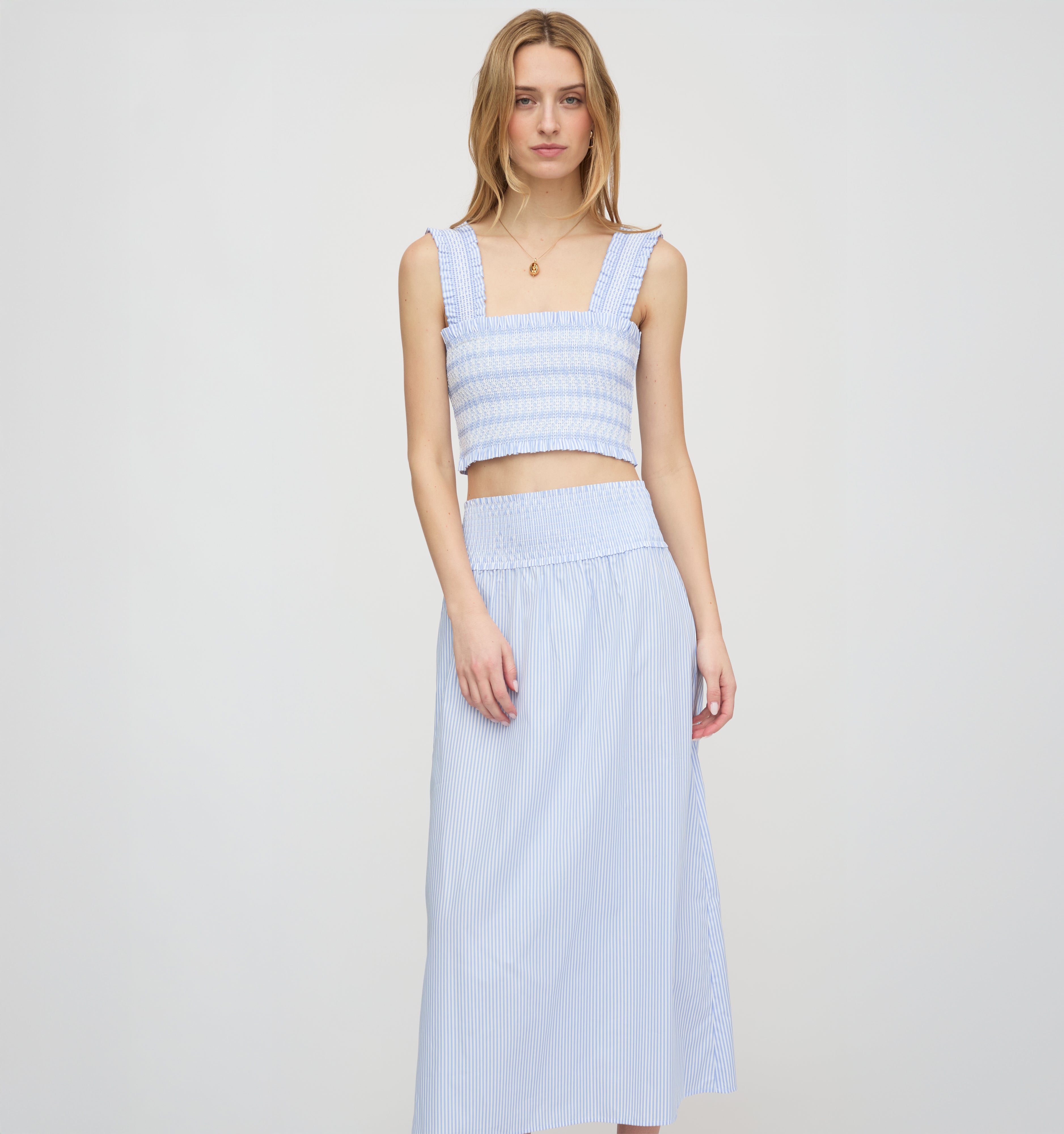 The Delphine Nap Skirt in Blue/White Stripe