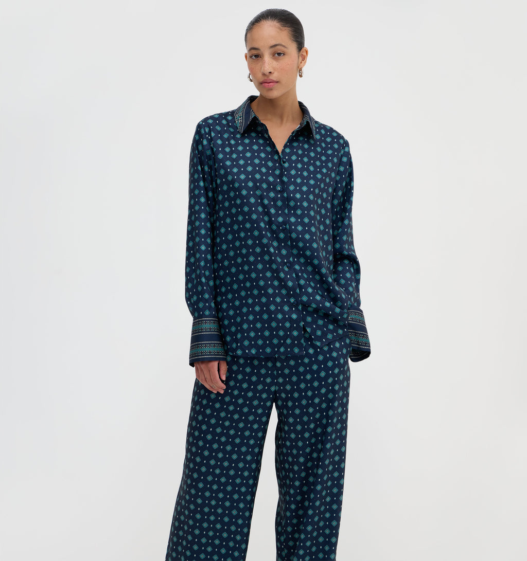 The Cannes Top in Juniper Foulard