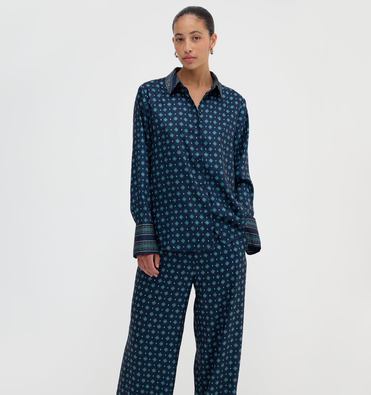 The Cannes Top in Juniper Foulard