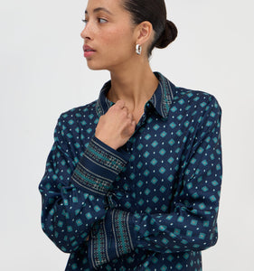 The Cannes Top in Juniper Foulard