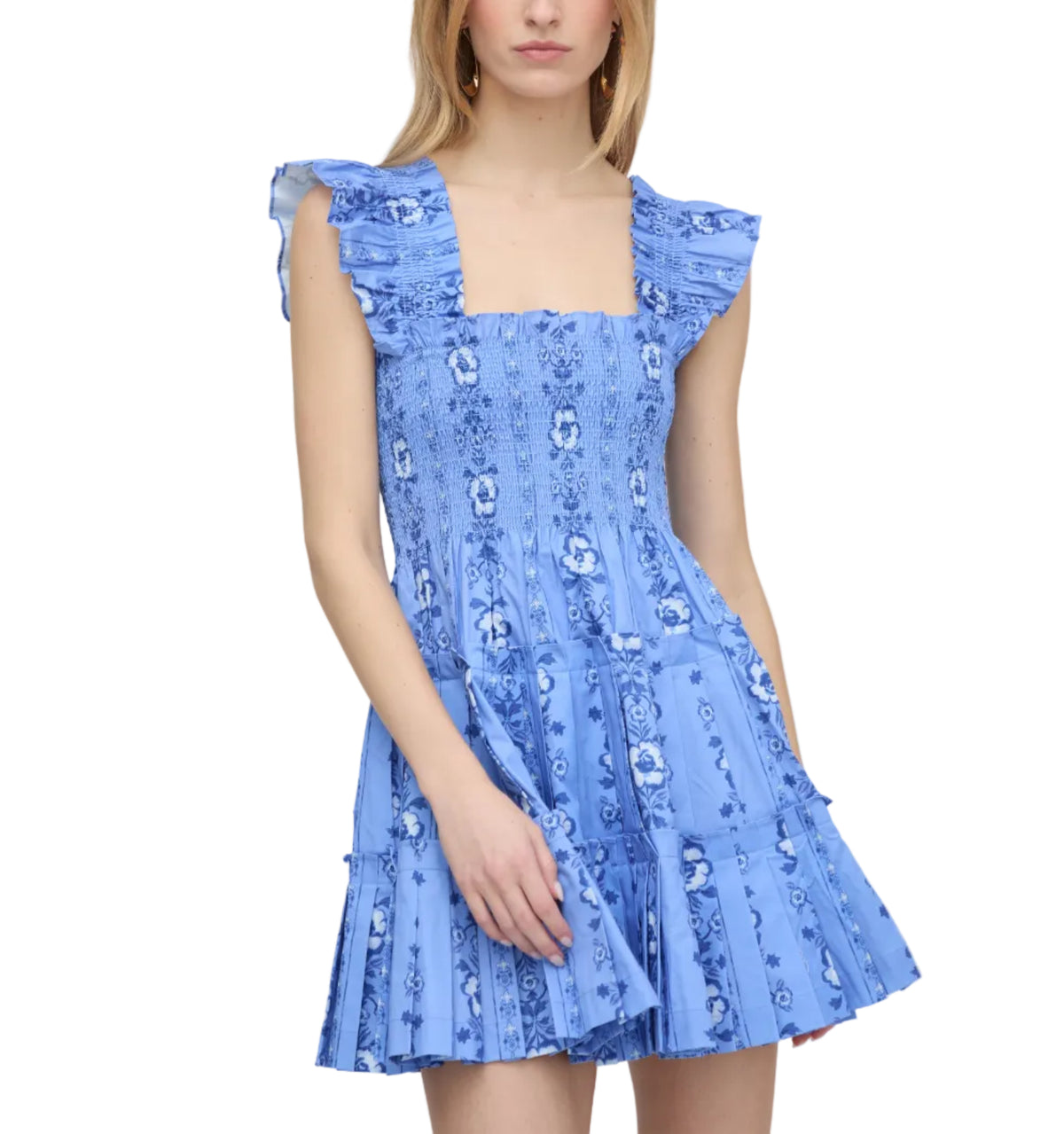 The Charlotte Nap Dress in Blue Arcadia Border