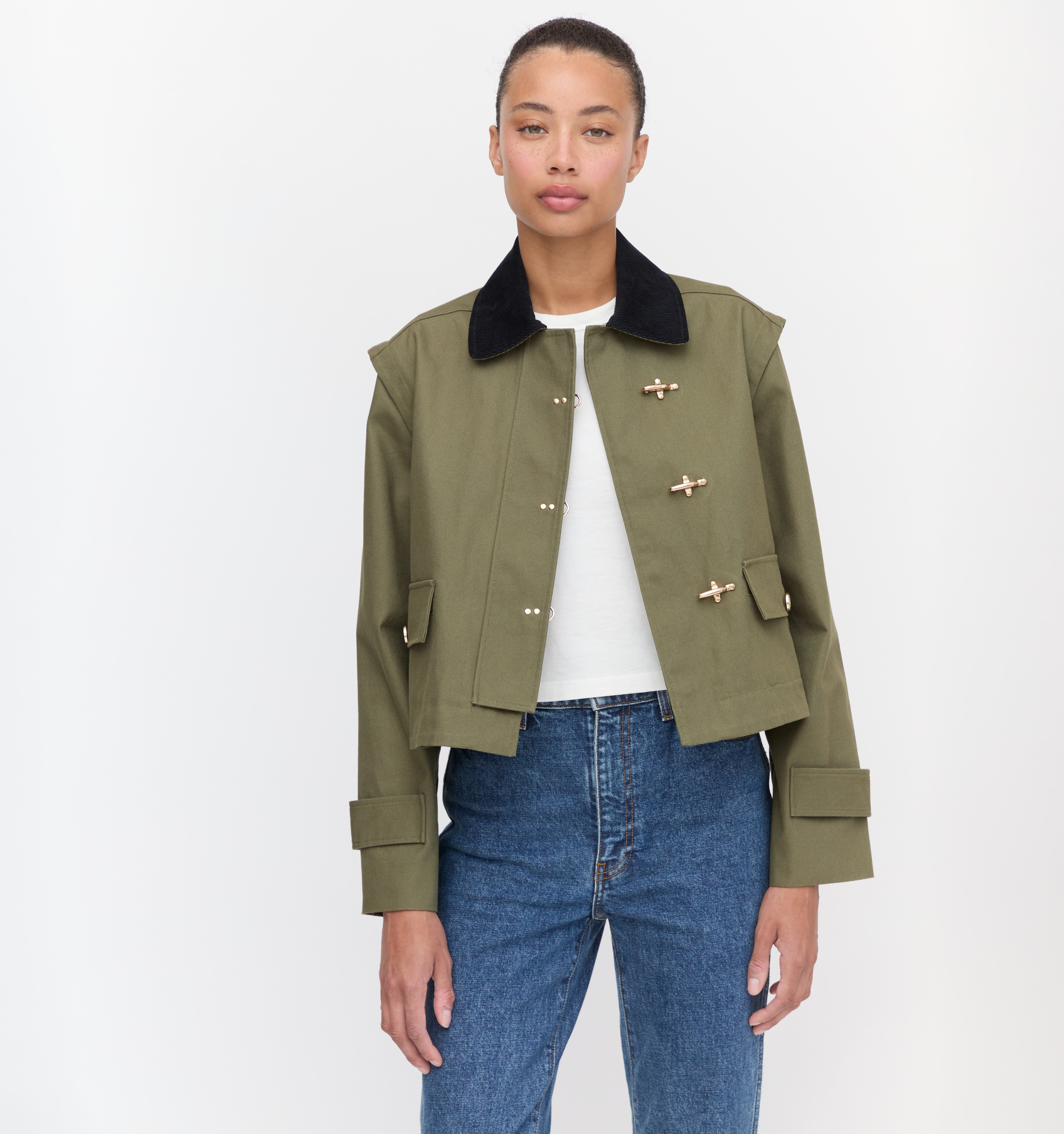 The Clarisse Jacket in Olive Canvas