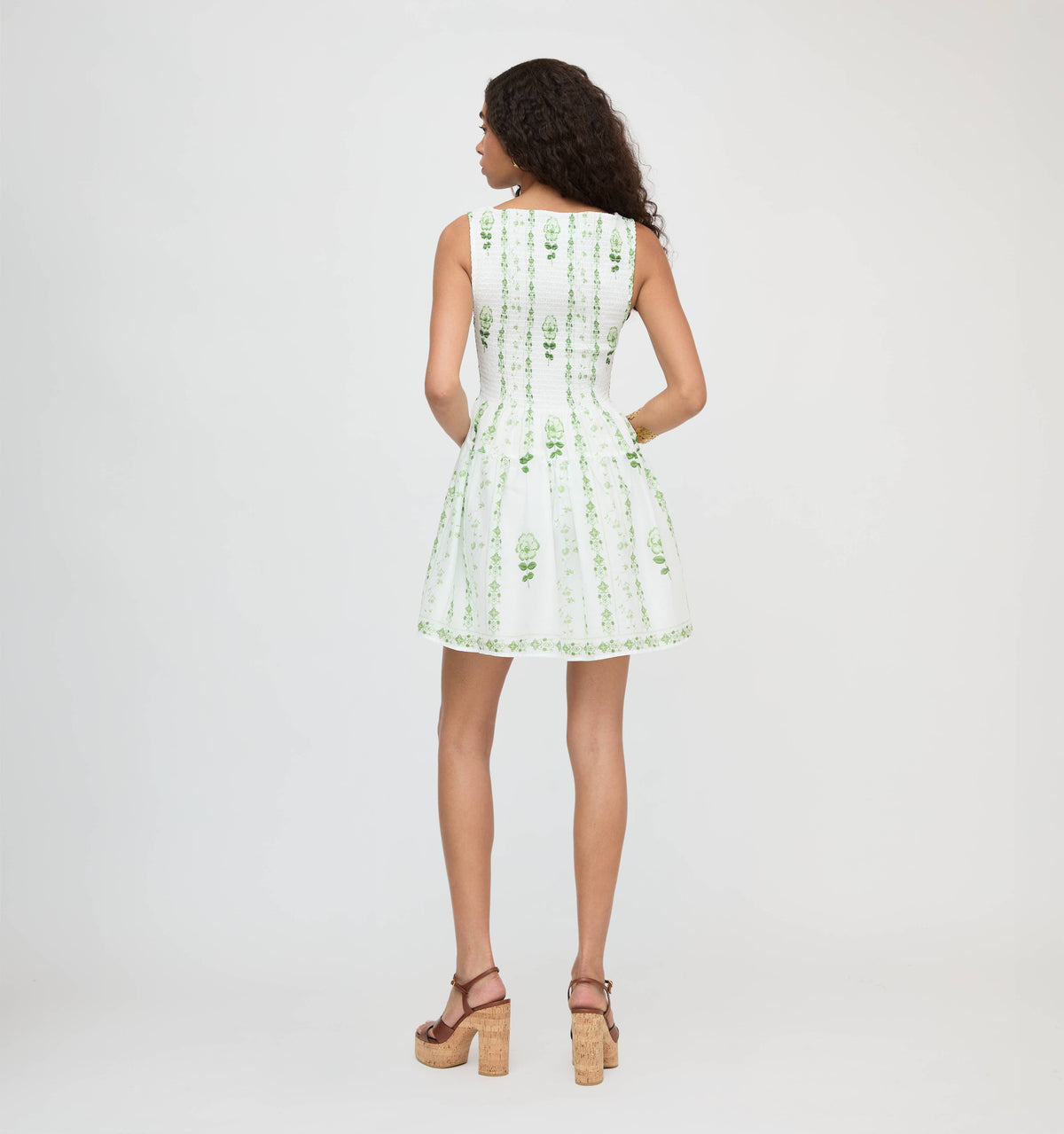 The Cosima Mini Nap Dress in White/Green Arcadia Border