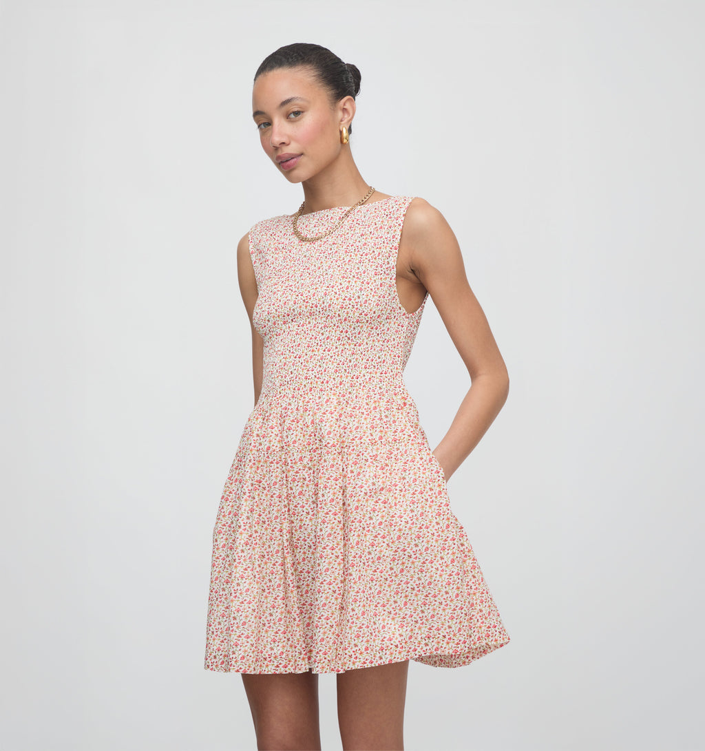 The Cosima Mini Nap Dress in Ivory Geo Ditsy