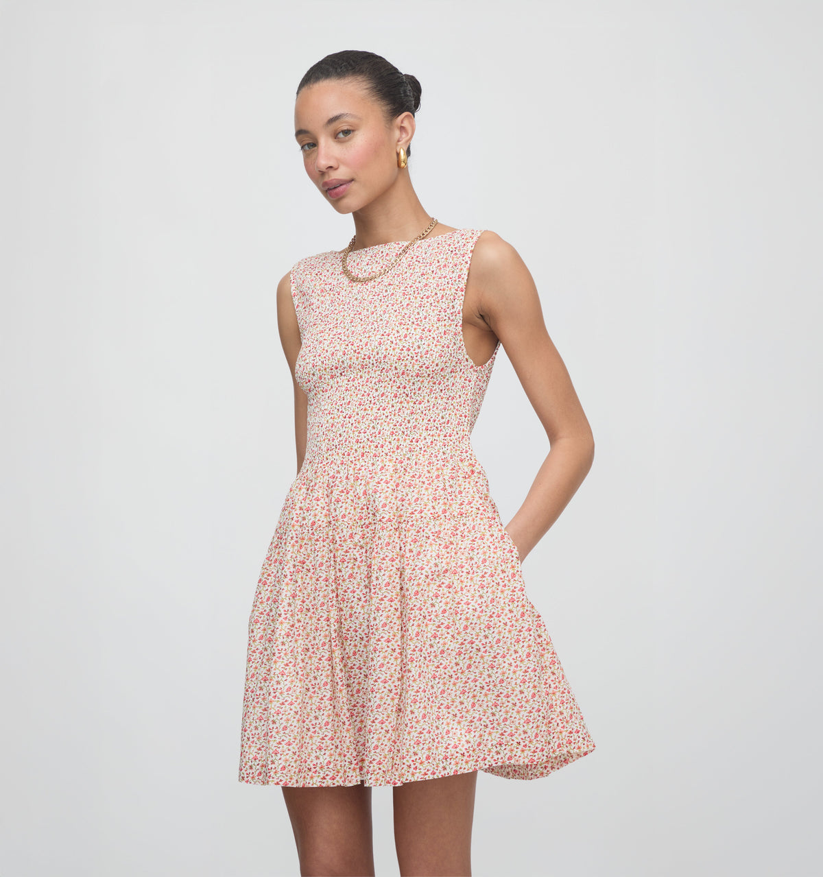 The Cosima Mini Nap Dress in Ivory Geo Ditsy