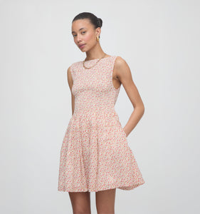 The Cosima Mini Nap Dress in Ivory Geo Ditsy