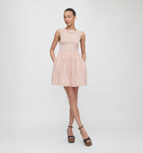 The Cosima Mini Nap Dress in Ivory Geo Ditsy