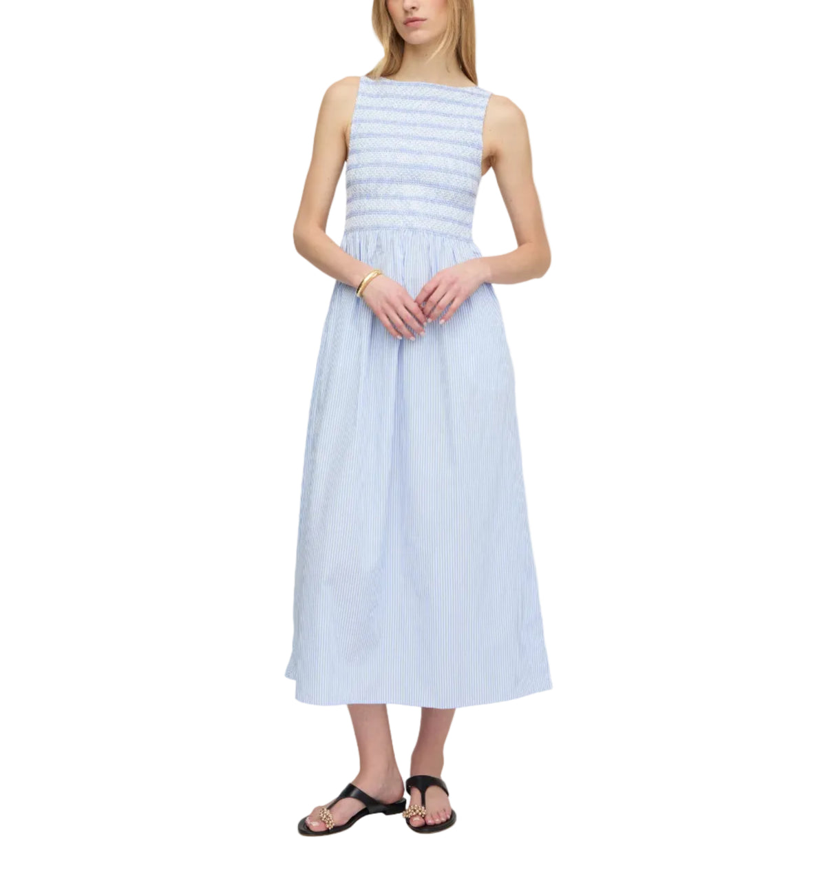 The Cosima Nap Dress in Blue/White Stripe