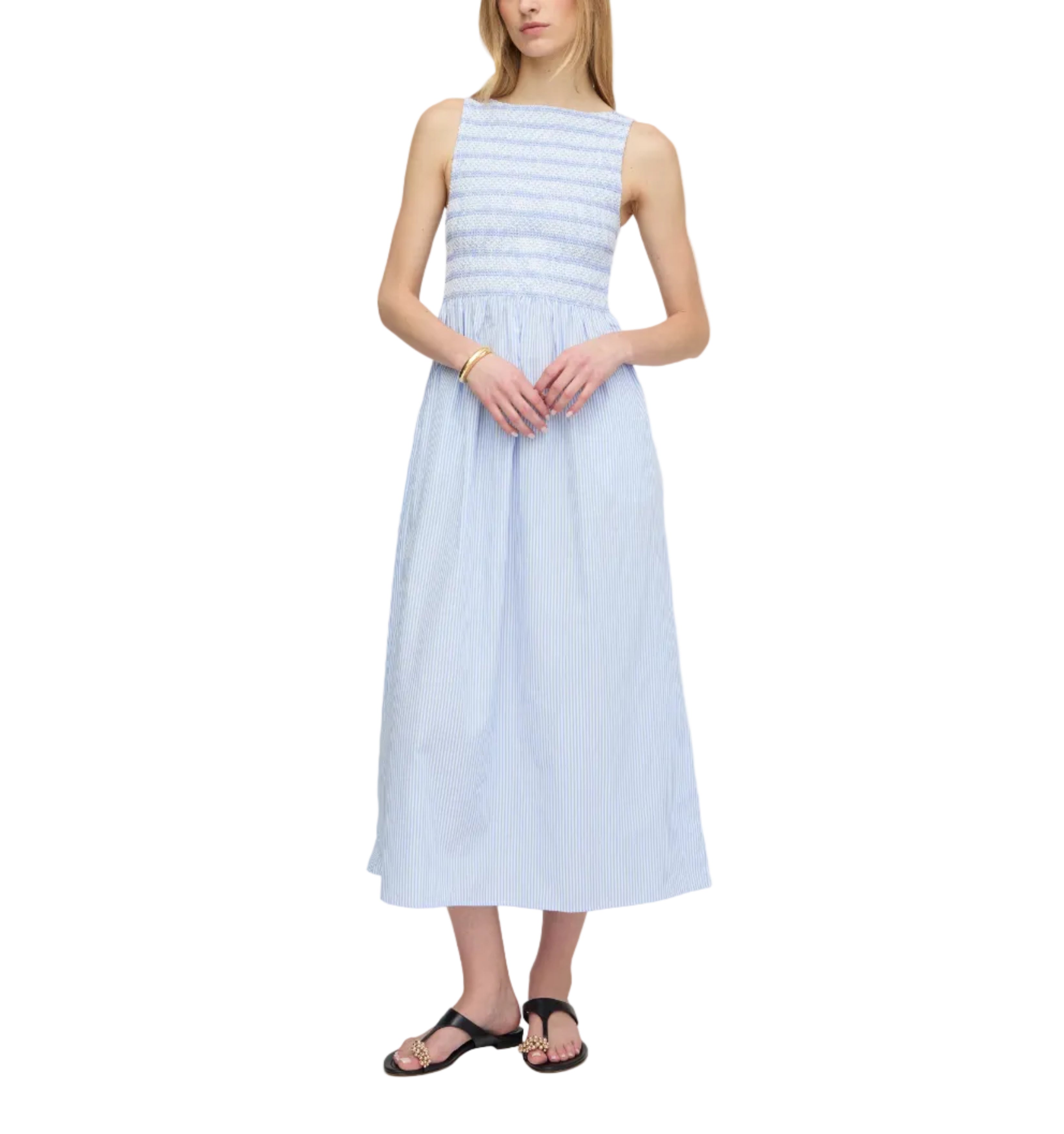 The Cosima Nap Dress in Blue/White Stripe