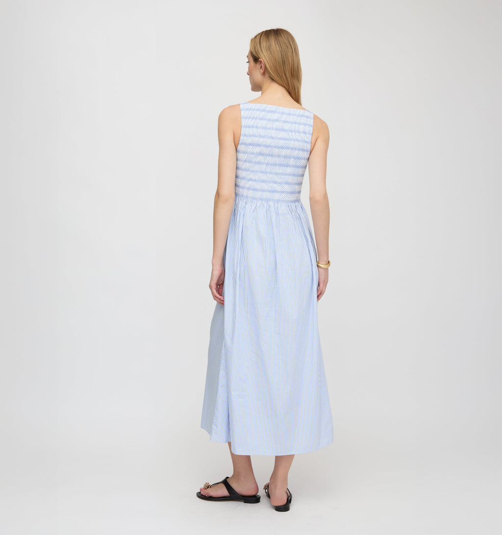 The Cosima Nap Dress in Blue/White Stripe