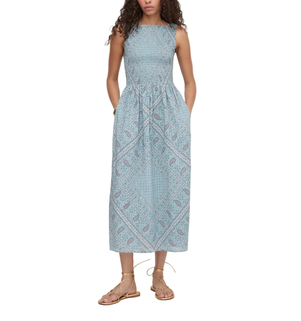 The Cosima Nap Dress in Dusty Blue Gemstone Mosaic Scarf