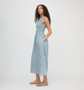 The Cosima Nap Dress in Dusty Blue Gemstone Mosaic Scarf