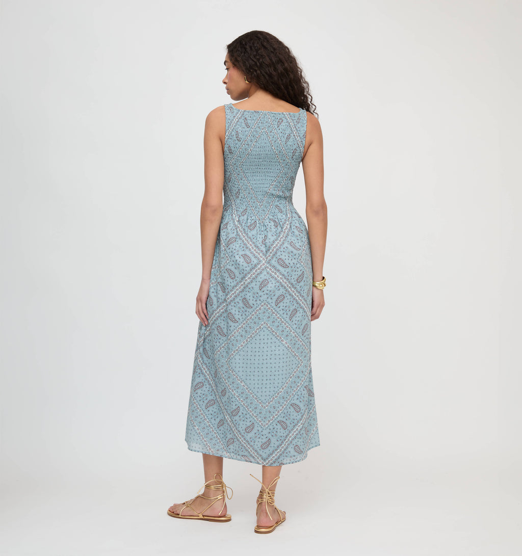 The Cosima Nap Dress in Dusty Blue Gemstone Mosaic Scarf
