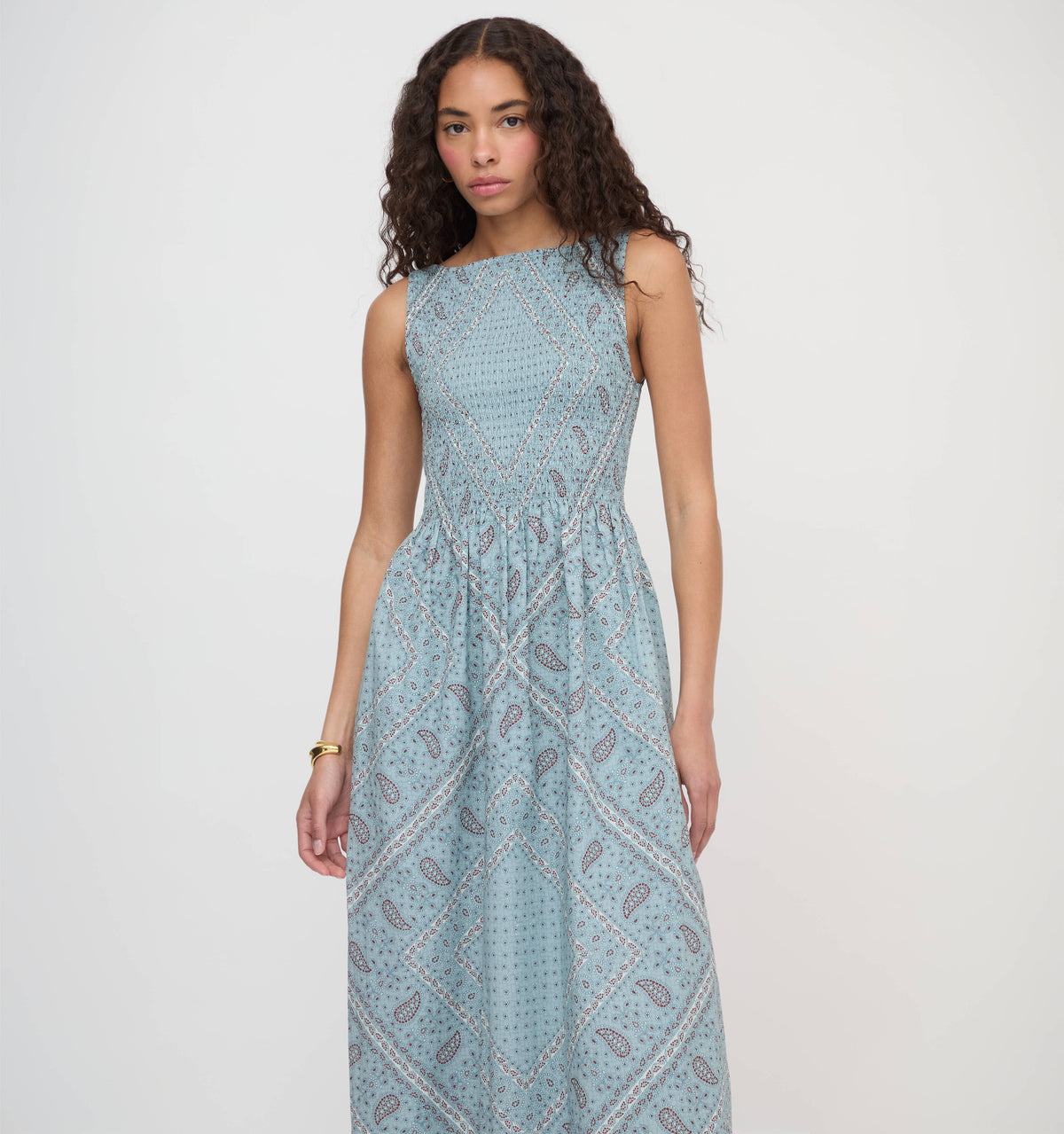 The Cosima Nap Dress in Dusty Blue Gemstone Mosaic Scarf