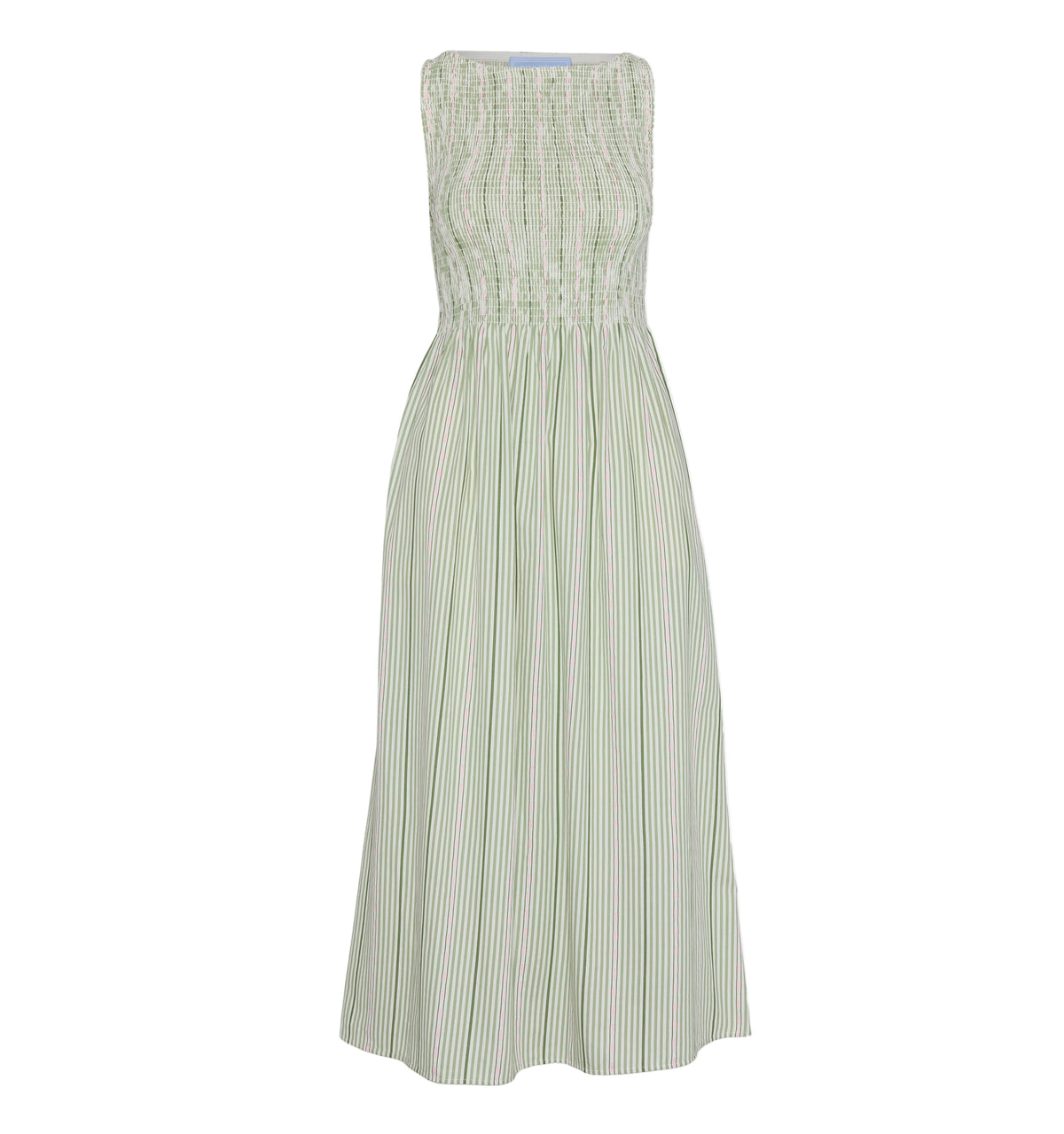The Cosima Nap Dress in Green Jacquard Stripe
