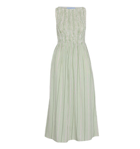 The Cosima Nap Dress in Green Jacquard Stripe