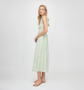 The Cosima Nap Dress in Green Jacquard Stripe