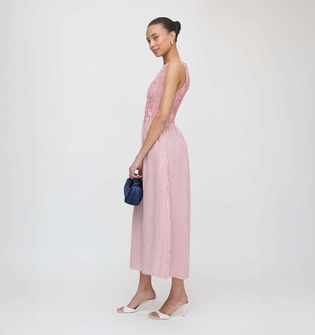 Hill House Home Women's The Cosima Nap Dress - Red Ticking Stripe