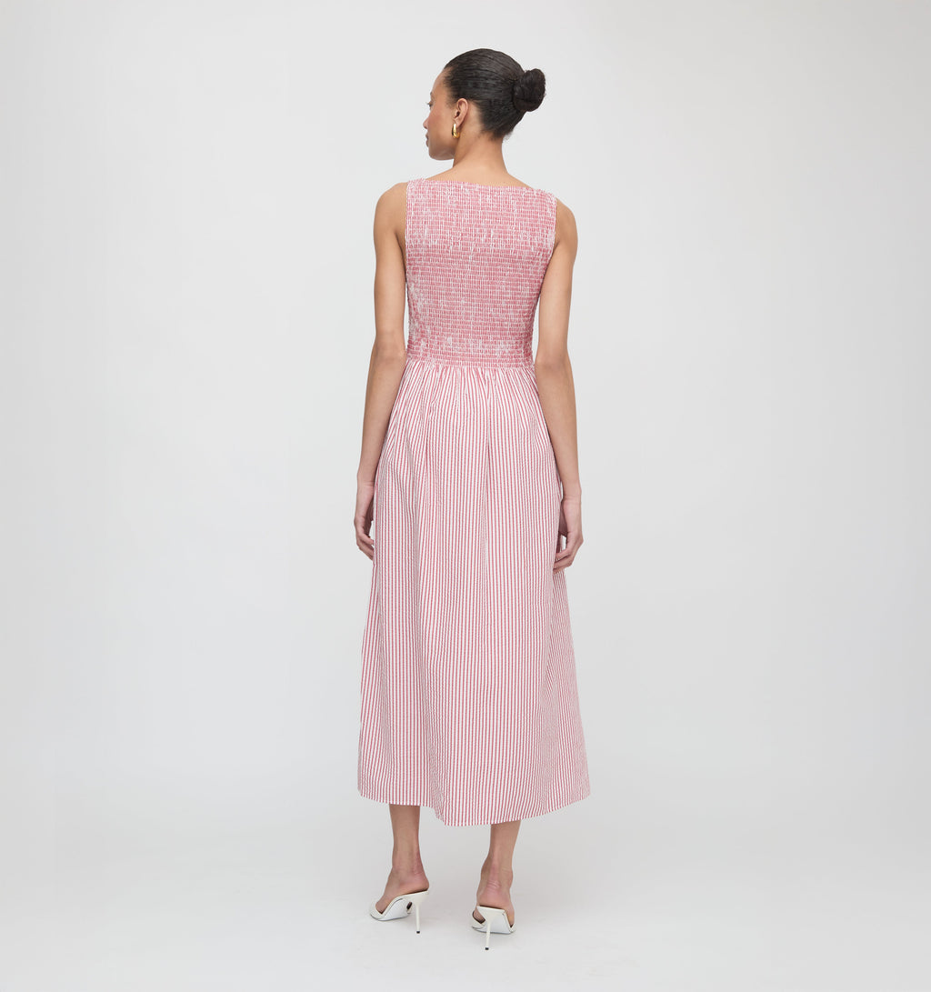 The Cosima Nap Dress in Red Ticking Stripe
