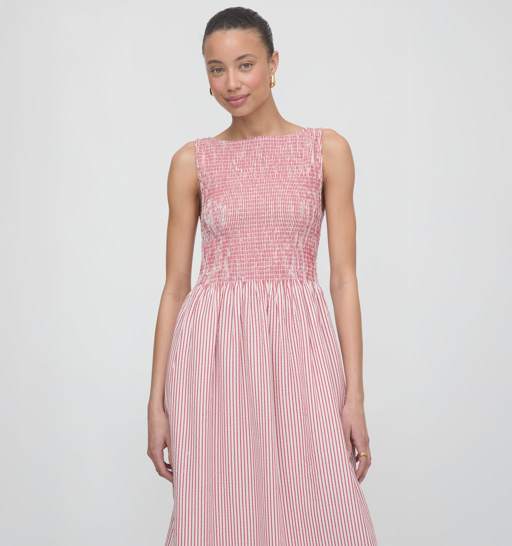 The Cosima Nap Dress in Red Ticking Stripe