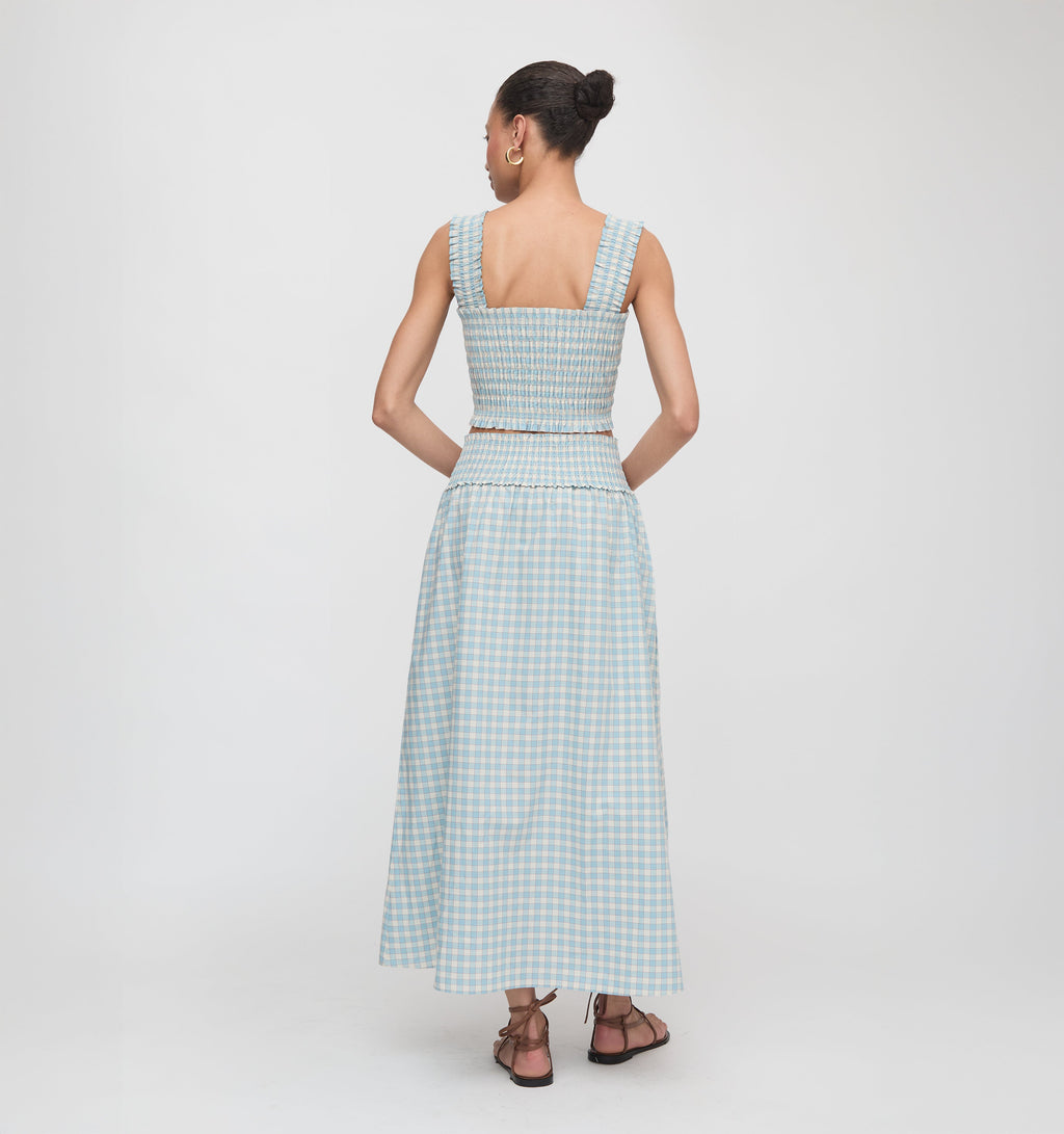 The Delphine Nap Skirt in Blue & Red Gingham