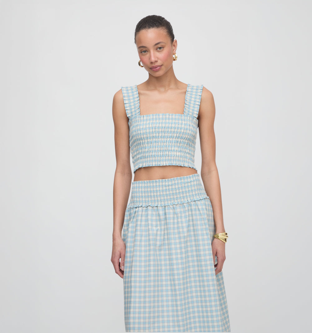 The Azalea Nap Top in Blue & Red Gingham