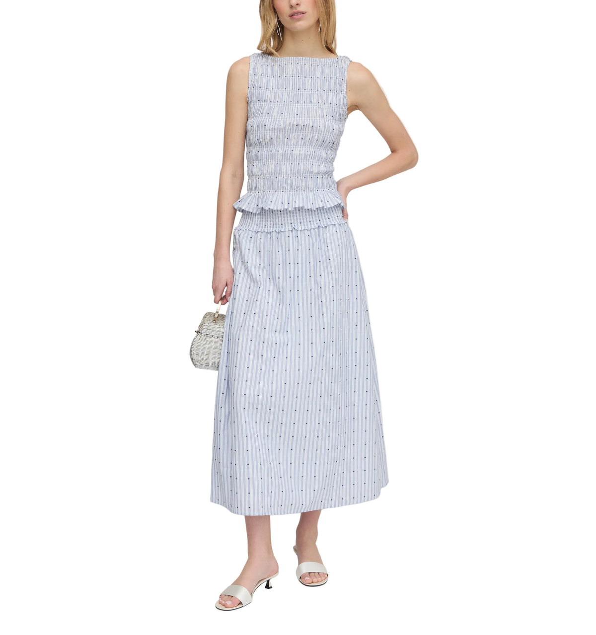 The Delphine Nap Skirt in Blue Swiss Dot