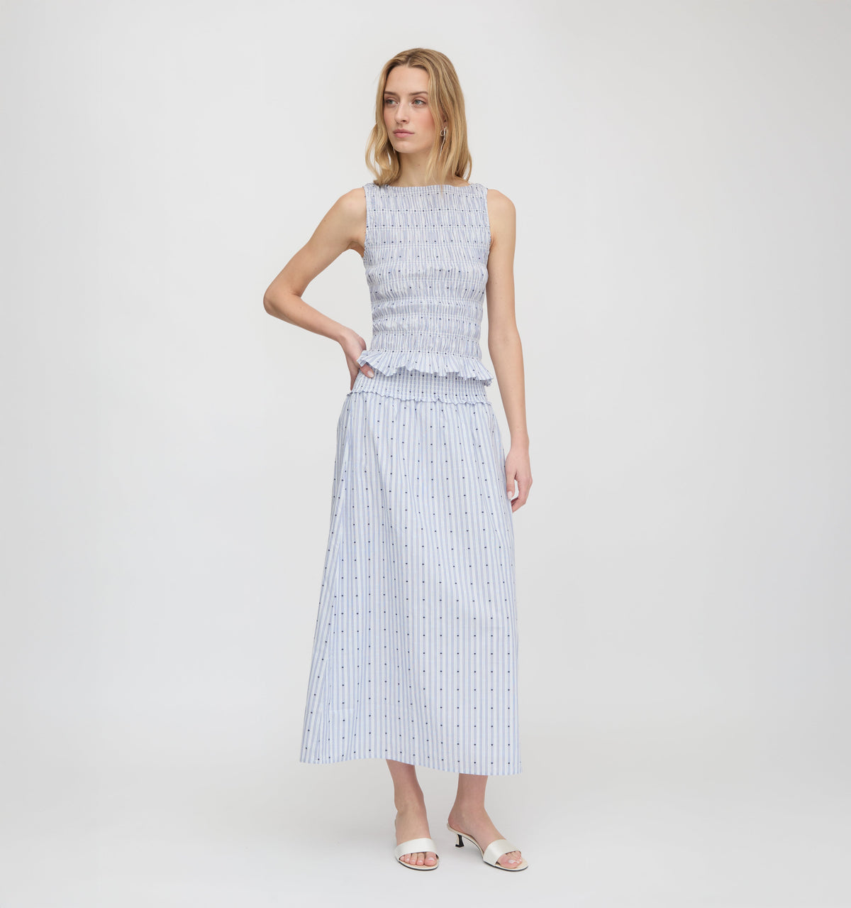 The Delphine Nap Skirt in Blue Swiss Dot