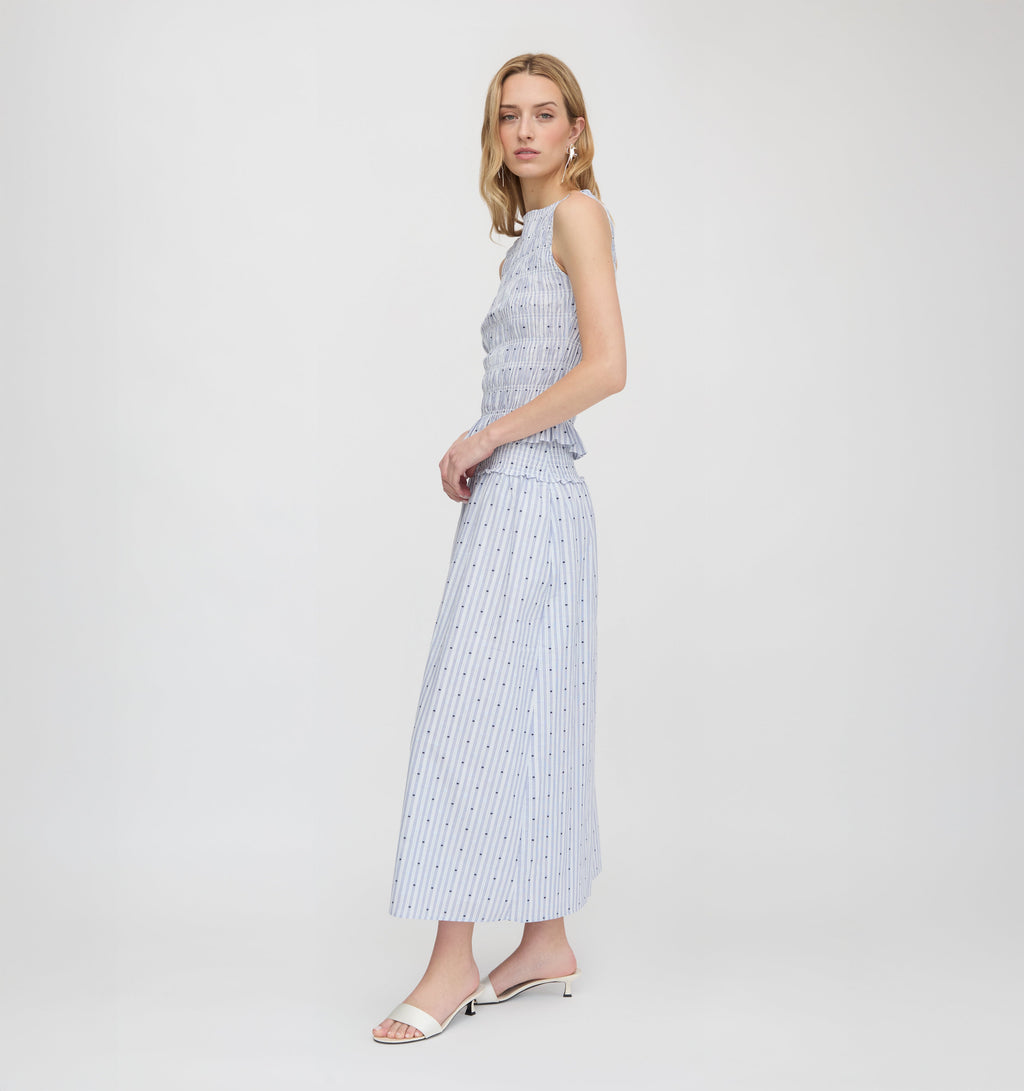 The Phoebe Nap Top in Blue Swiss Dot