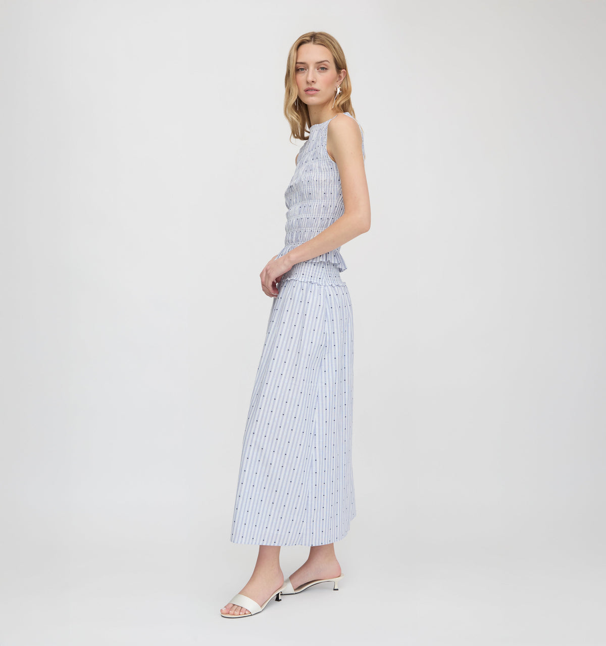 The Phoebe Nap Top in Blue Swiss Dot
