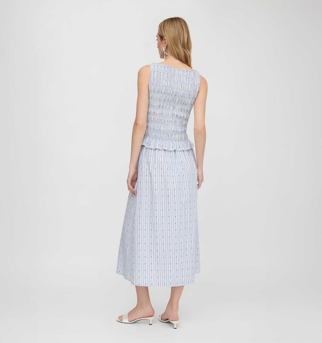 The Phoebe Nap Top in Blue Swiss Dot