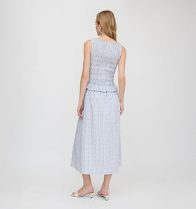 The Delphine Nap Skirt in Blue Swiss Dot