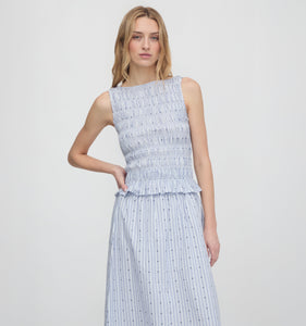 The Delphine Nap Skirt in Blue Swiss Dot