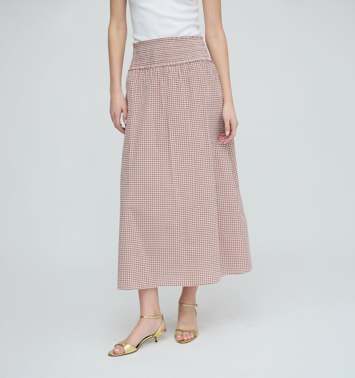 The Delphine Nap Skirt in Cognac Gingham