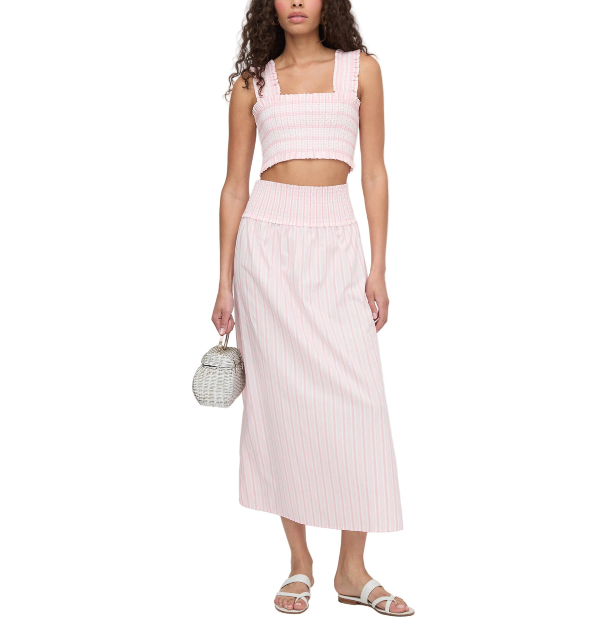 The Delphine Nap Skirt in Pink Variegated Stripe