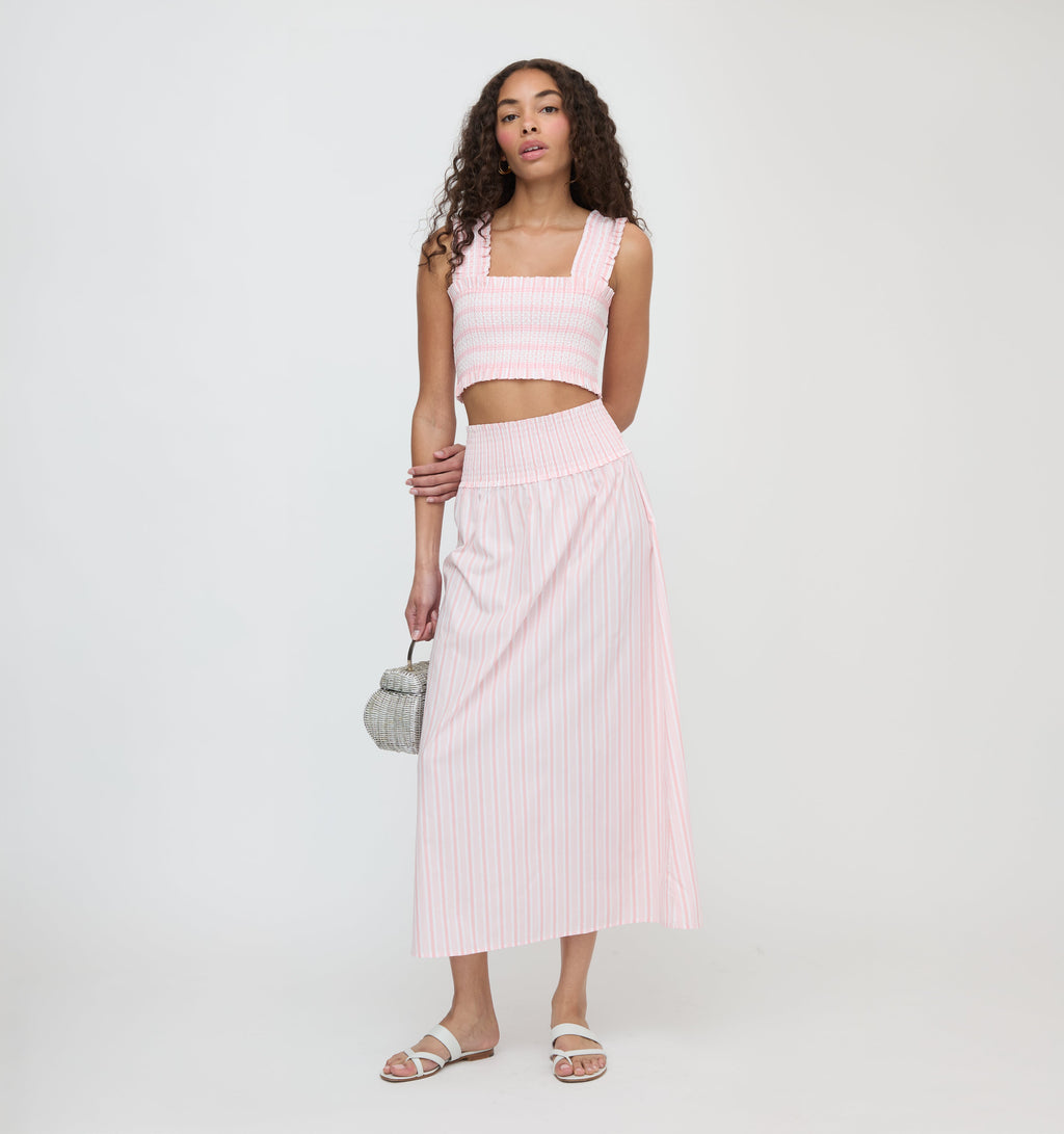 The Delphine Nap Skirt in Pink Variegated Stripe