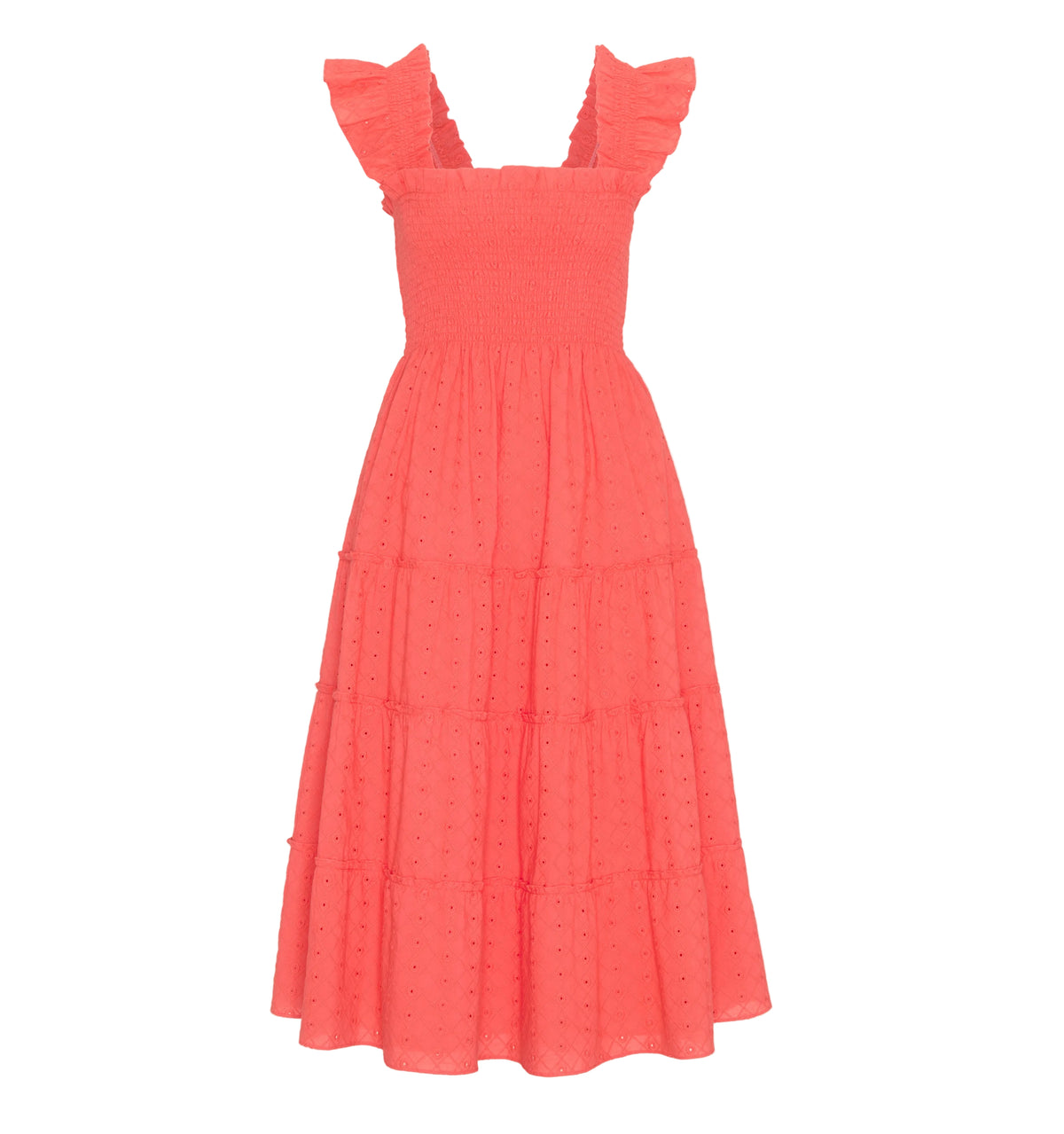 The Ellie Nap Dress in Coral Daisy Broderie