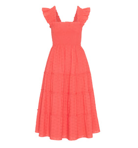 The Ellie Nap Dress in Coral Daisy Broderie