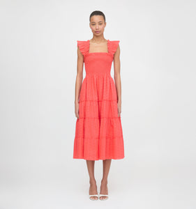 The Ellie Nap Dress in Coral Daisy Broderie