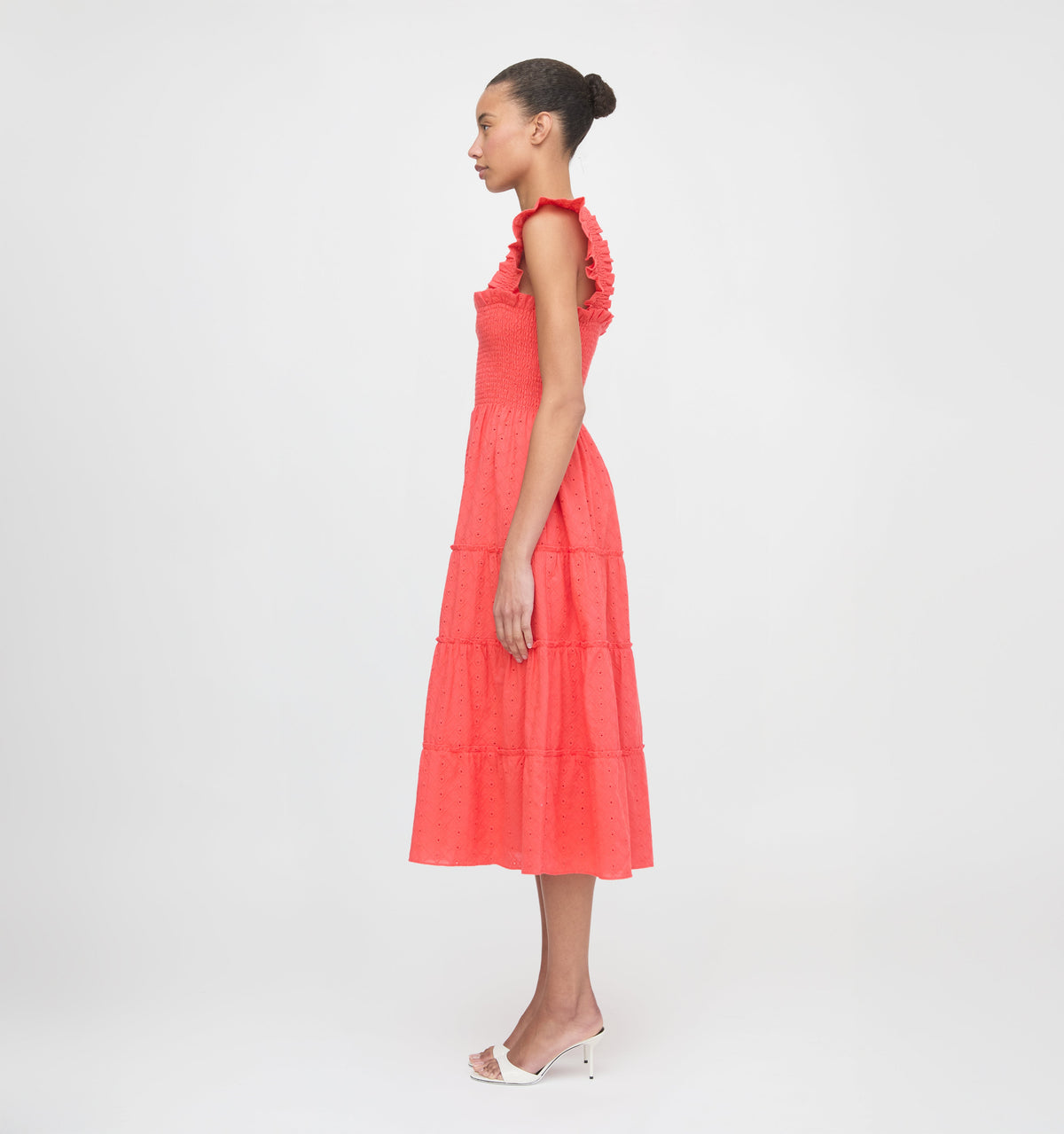 The Ellie Nap Dress in Coral Daisy Broderie