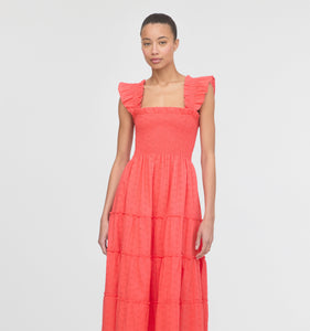 The Ellie Nap Dress in Coral Daisy Broderie