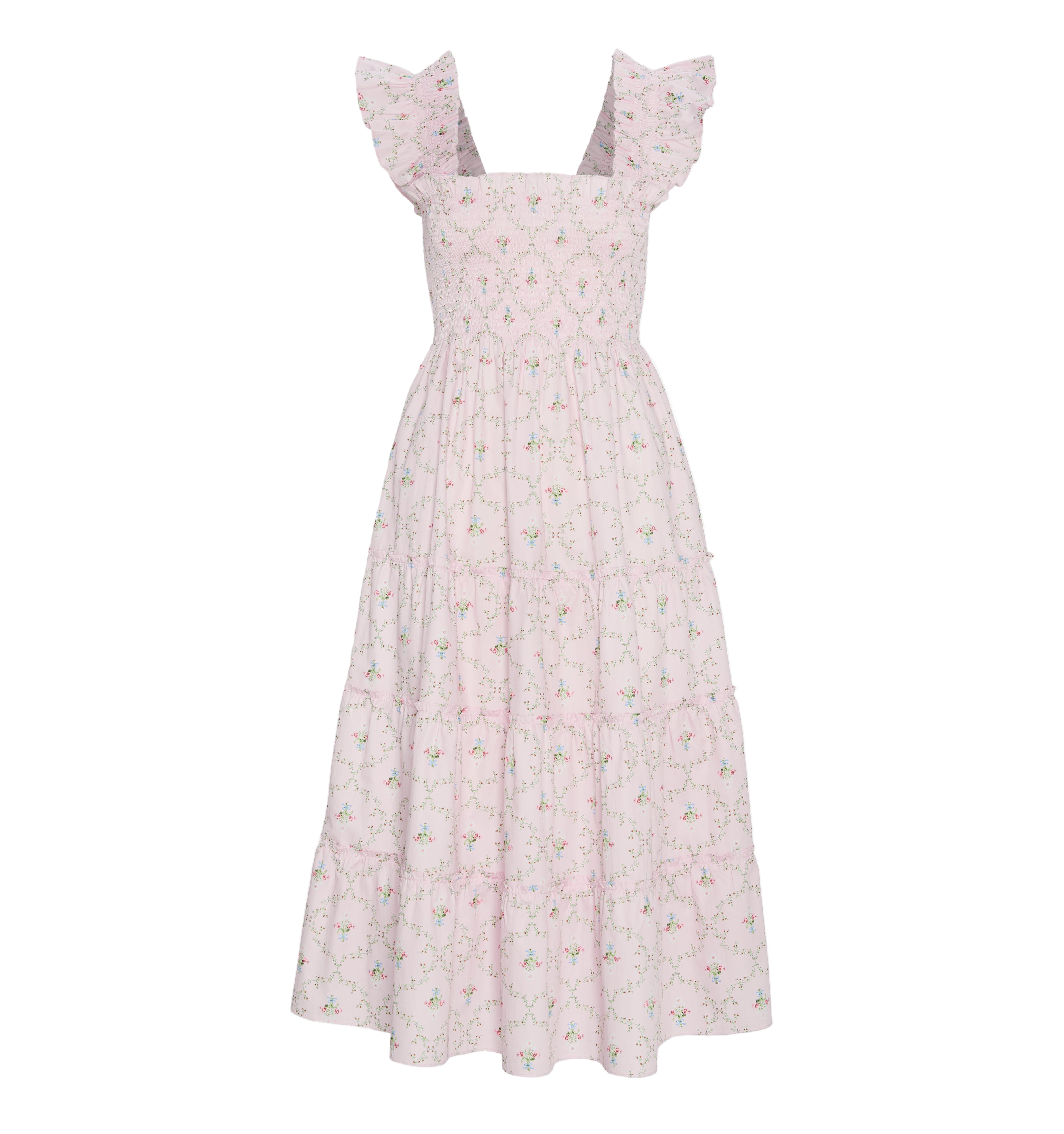 The Ellie Nap Dress in Light Pink Trellis