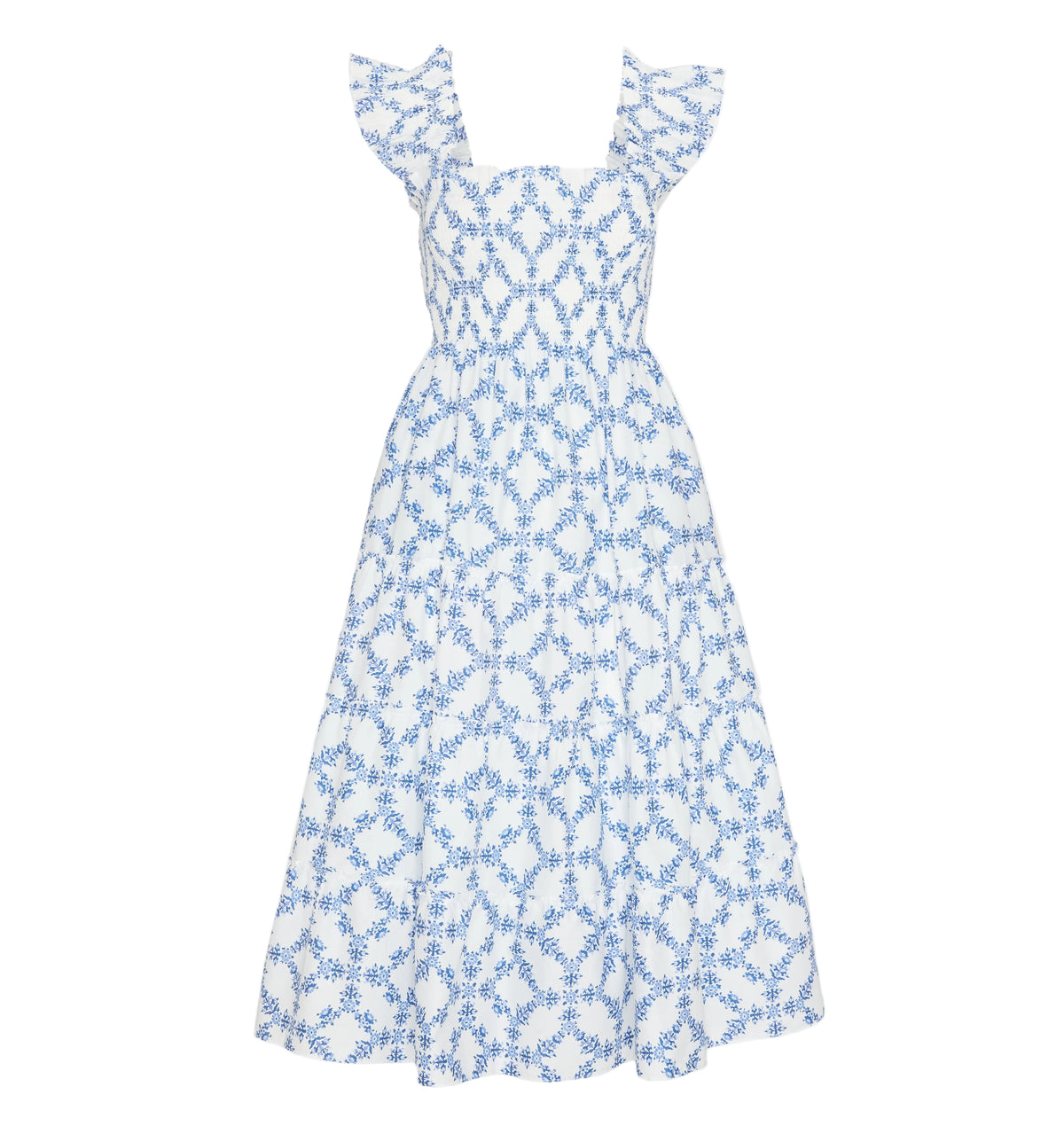 The Ellie Nap Dress in Blue Marigold Block