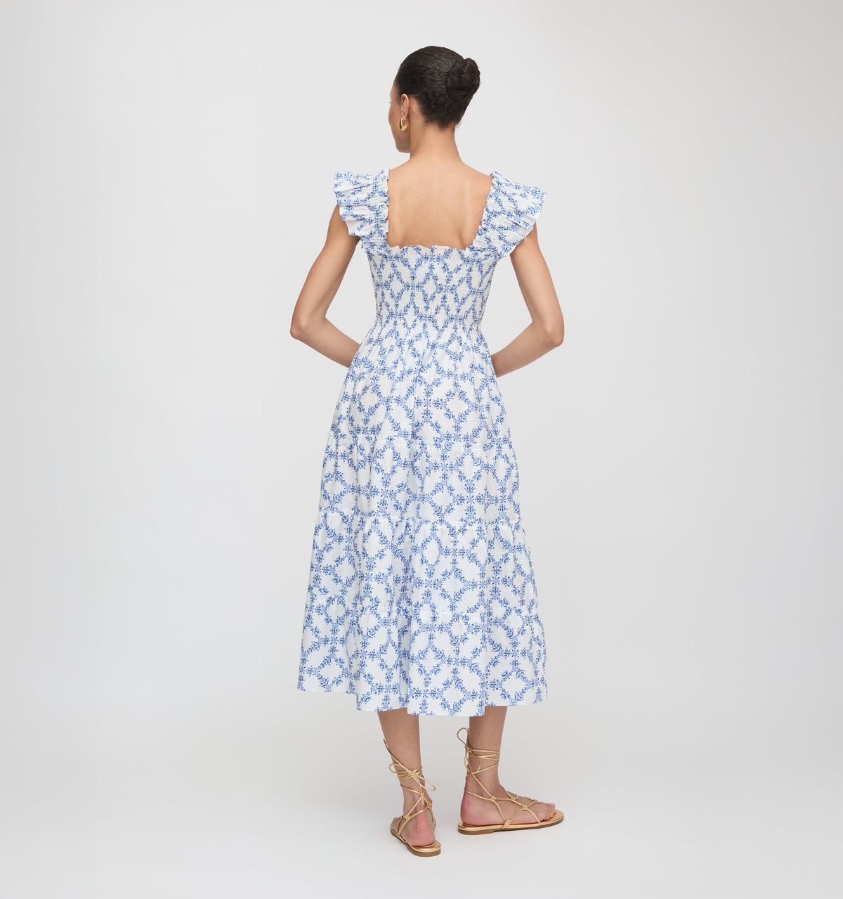 The Ellie Nap Dress in Blue Marigold Block