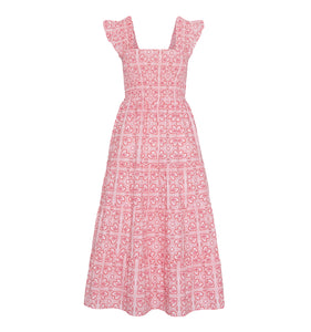 The Ellie Nap Dress in Patchwork Doily Heart Red
